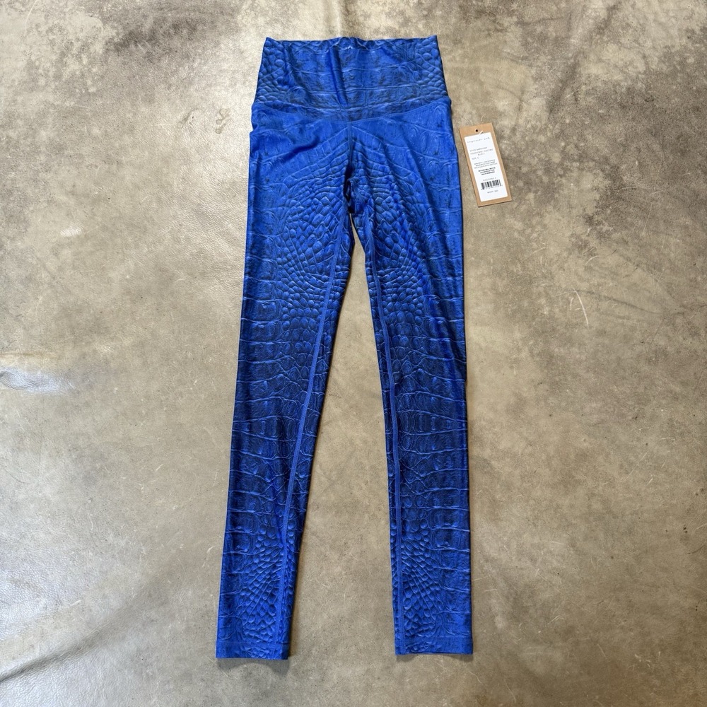 Niyama Sol Leggings Womens Size small Blue‎ Crocodile Print Barefoot Stretch